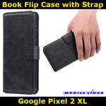 Book Flip Case with Strap For Google Pixel 2 XL Slim Fit Look